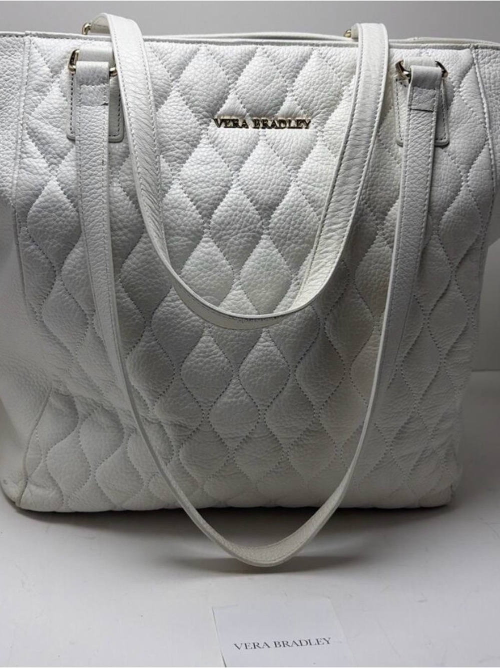Vera Bradley White Quilted Tote with Double Straps